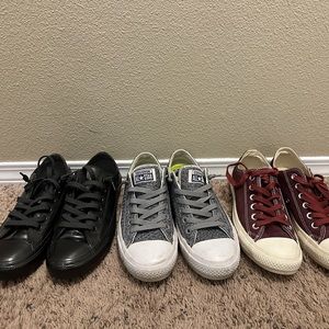 Converse 3 Pairs Size 8 & 7.5 Women’s Patent, Gray and Maroon